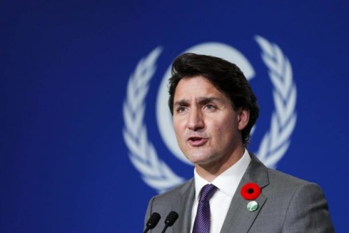 Canadian Prime Minister Justin Trudeau at COP 26 in Scotland; November 2021.