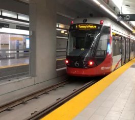 LRT in a station