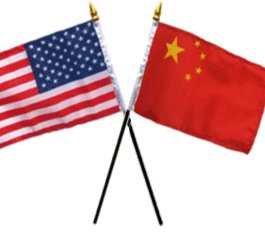 USA and China flags crossing