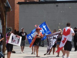 Anti-Trudeau protesters in Belleville, Ontario