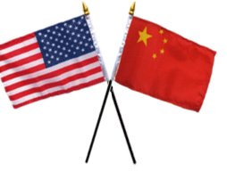 USA and China flags crossing