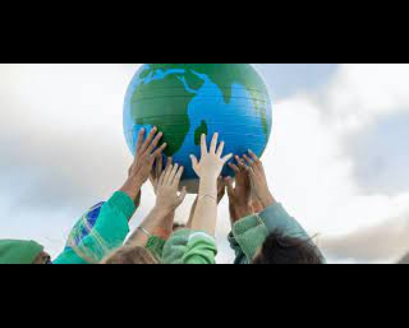 Paul Strome: Inspiring Hope for the Environment picture of a globe being held up by young people with their hands meeting together