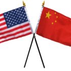 USA and China flags crossing